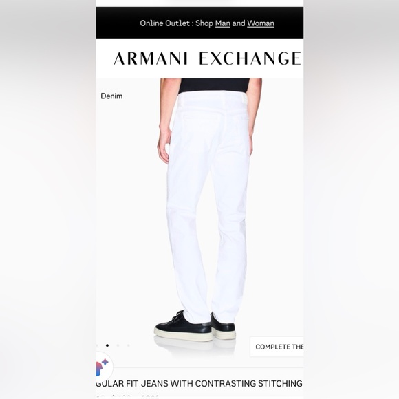 Armani Exchange Men's slim White Jeans 36R